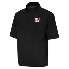 New York Giants Antigua Brisk Short Sleeve Quarter-Zip Windshirt - Black - NFL