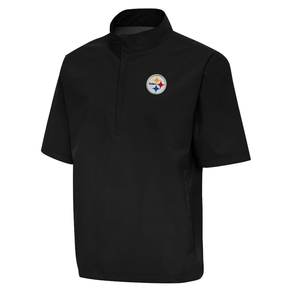 Pittsburgh Steelers Antigua Brisk Short Sleeve Quarter-Zip Windshirt - Black - NFL
