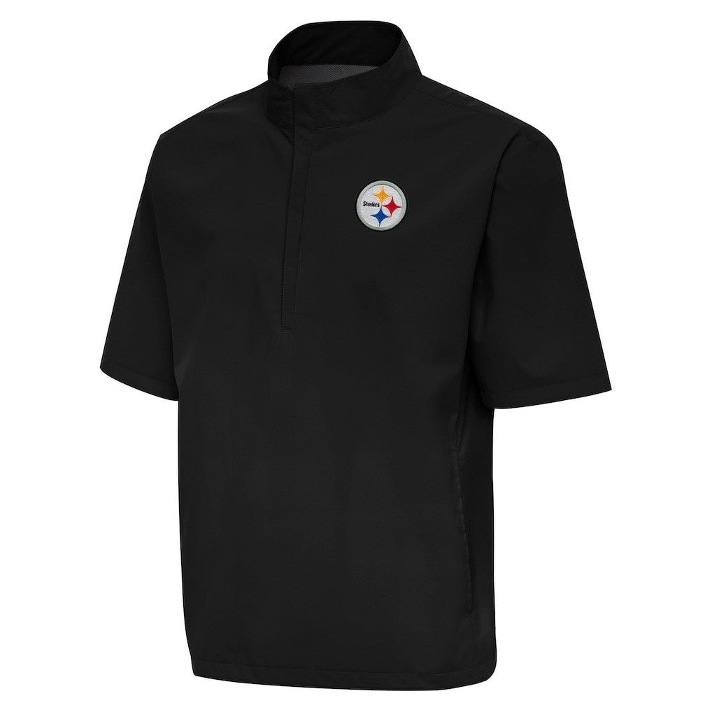 Pittsburgh Steelers Antigua Brisk Short Sleeve Quarter-Zip Windshirt - Black - NFL