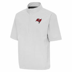 Tampa Bay Buccaneers Antigua Brisk Short Sleeve Quarter-Zip Windshirt - Heather Gray - NFL
