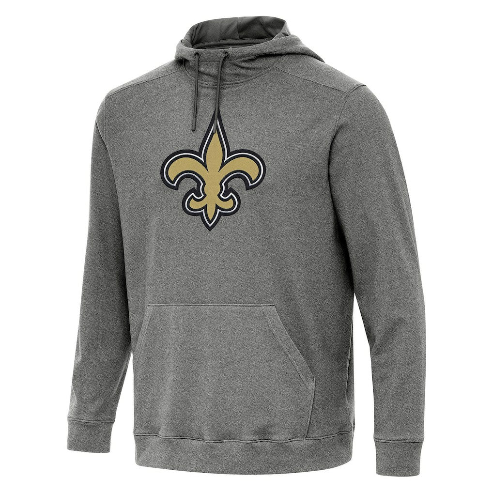 New Orleans Saints Antigua Cloud Pullover Hoodie - Heather Black - NFL