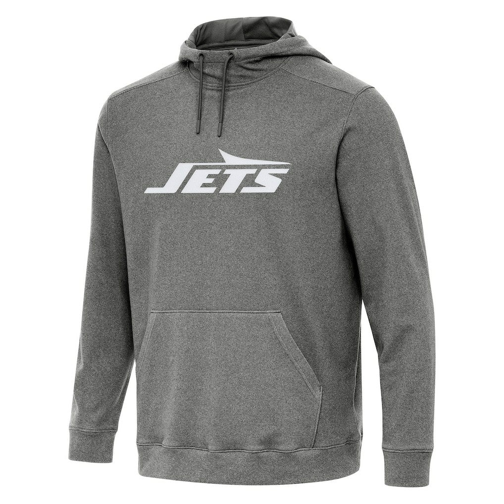 New York Jets Antigua Cloud Pullover Hoodie - Heather Black - NFL