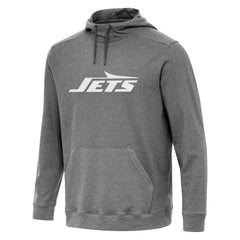 New York Jets Antigua Cloud Pullover Hoodie - Heather Black - NFL