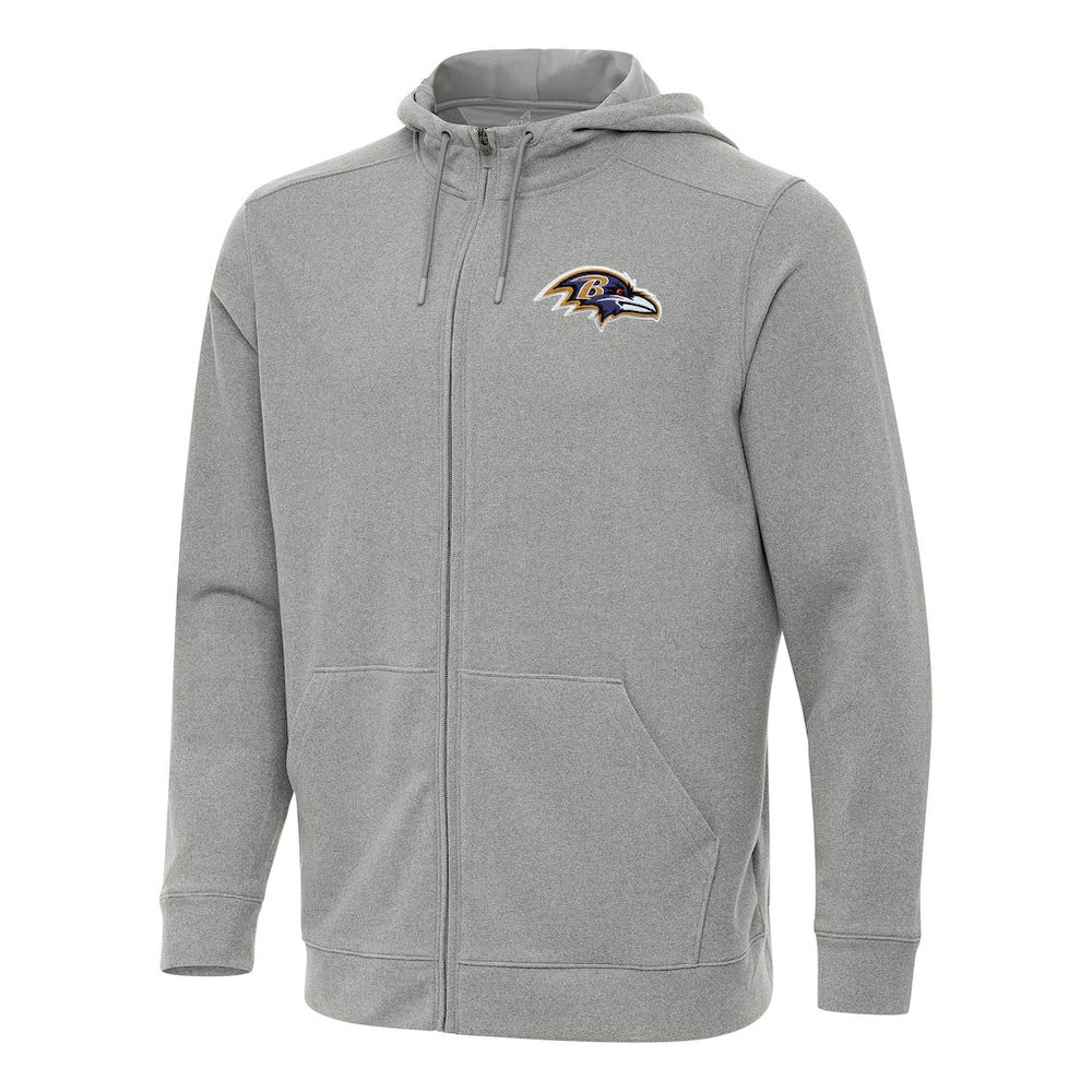 Baltimore Ravens Antigua Effortless Full-Zip Hoodie - Heather Gray - NFL