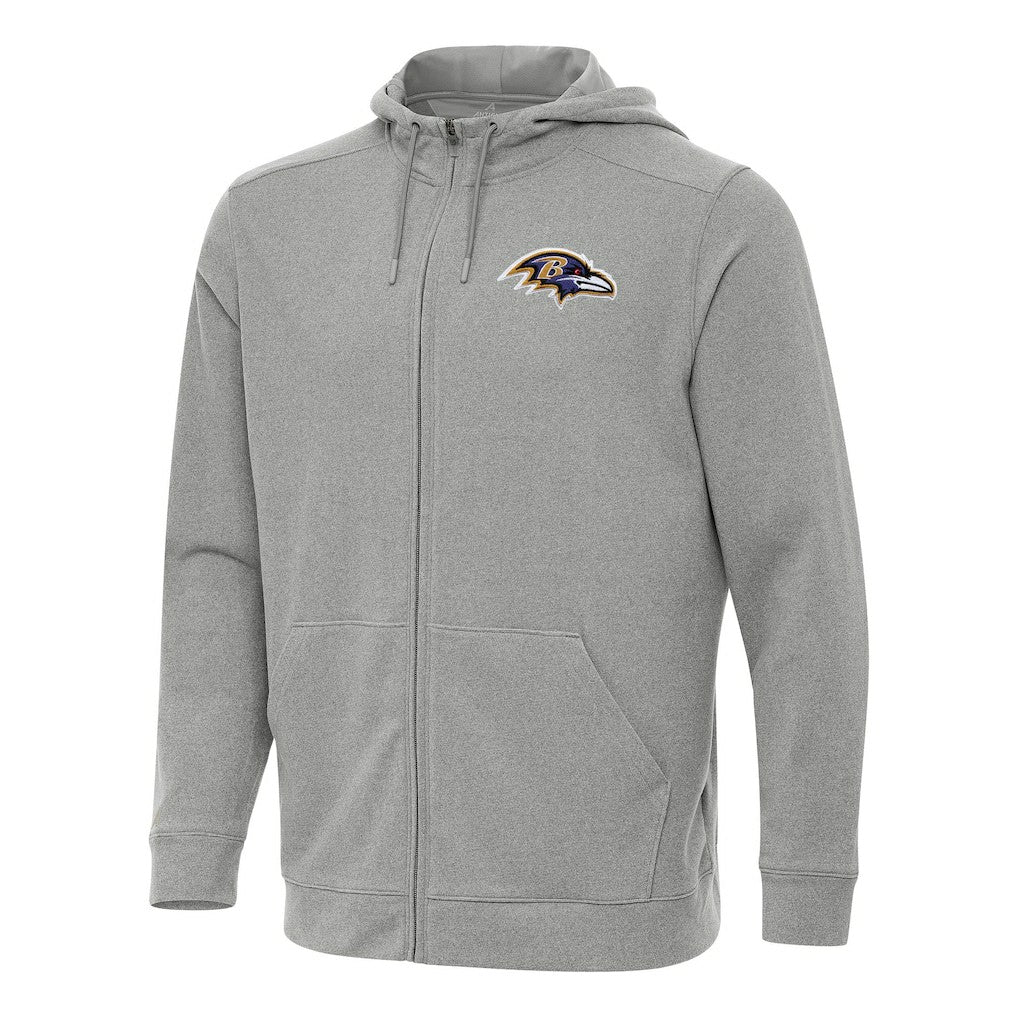 Baltimore Ravens Antigua Effortless Full-Zip Hoodie - Heather Gray - NFL