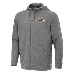 Baltimore Ravens Antigua Effortless Full-Zip Hoodie - Heather Black - NFL