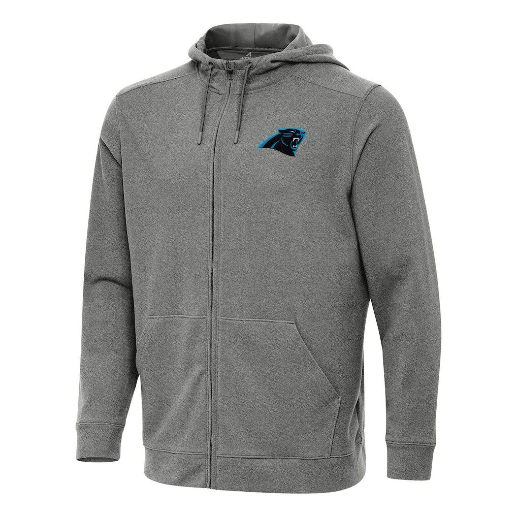 Carolina Panthers Antigua Effortless Full-Zip Hoodie - Heather Black - NFL