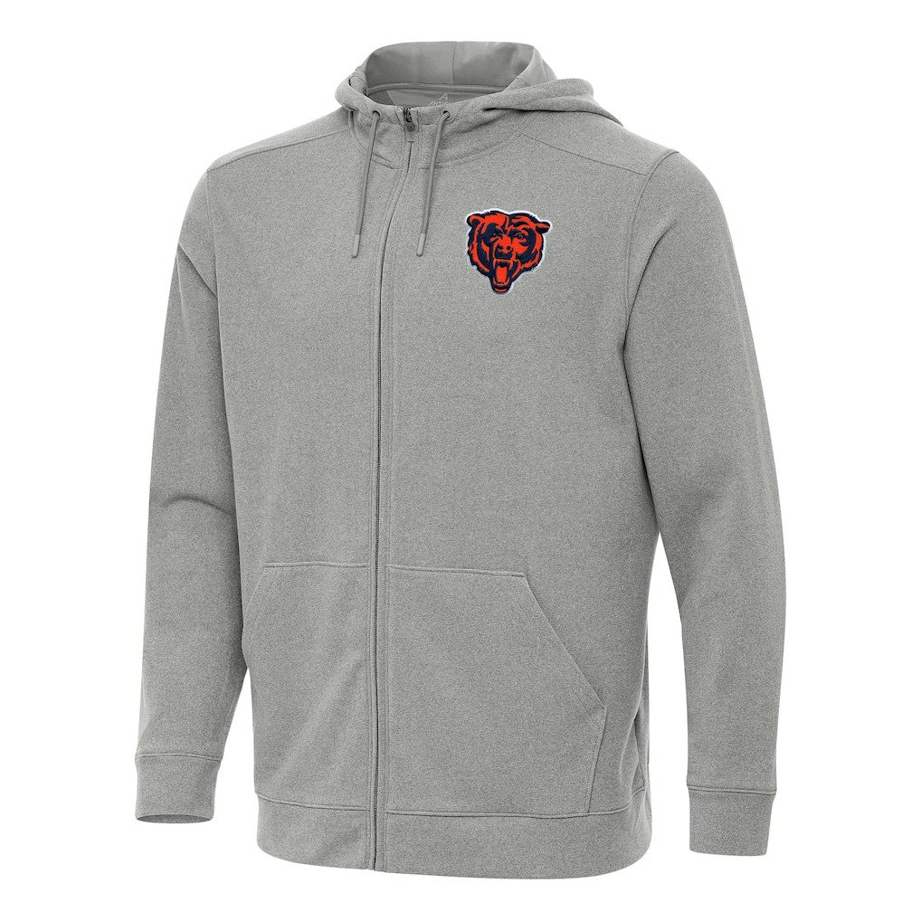 Chicago Bears Antigua Effortless Full-Zip Hoodie - Heather Gray - NFL