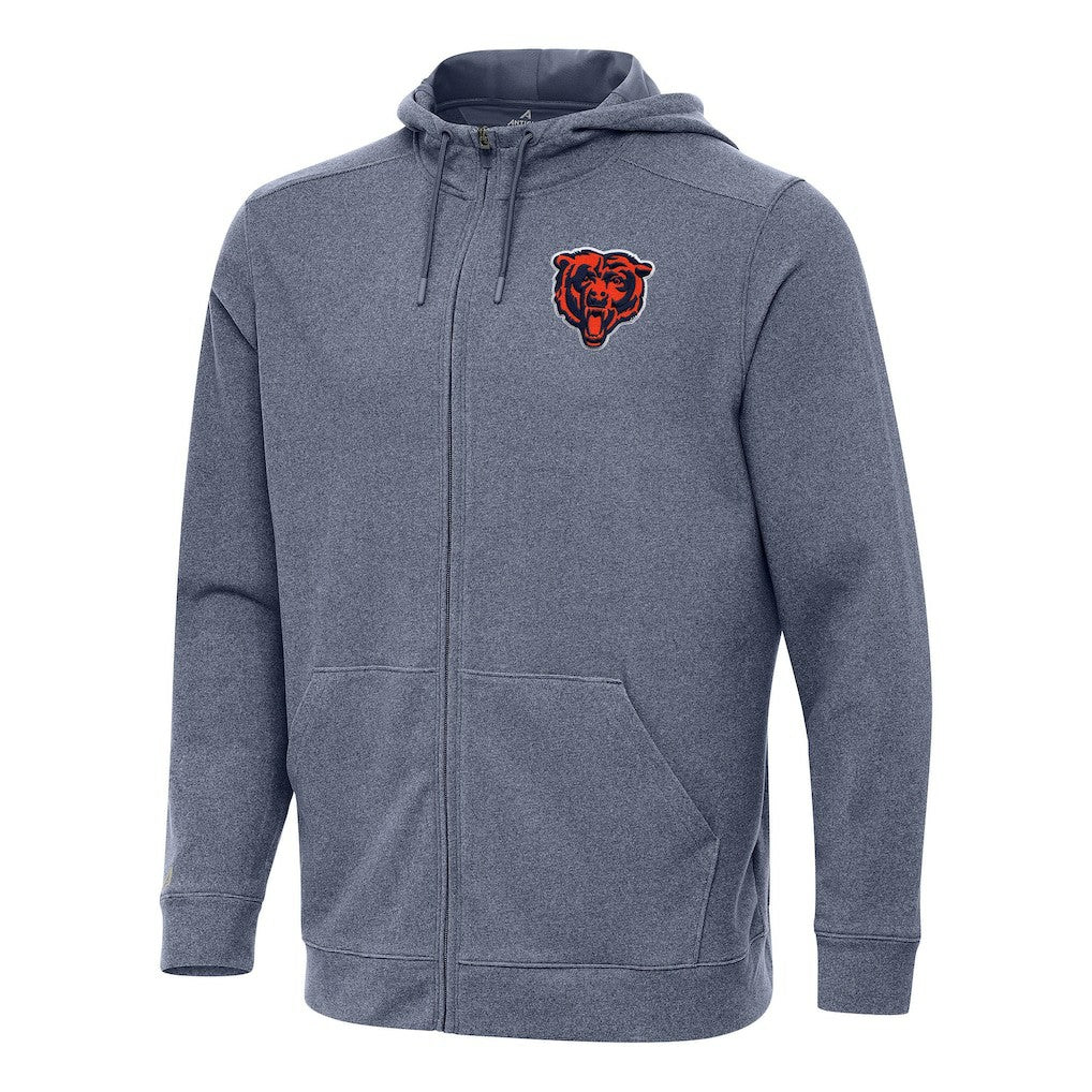 Chicago Bears Antigua Effortless Full-Zip Hoodie - Heather Navy - NFL