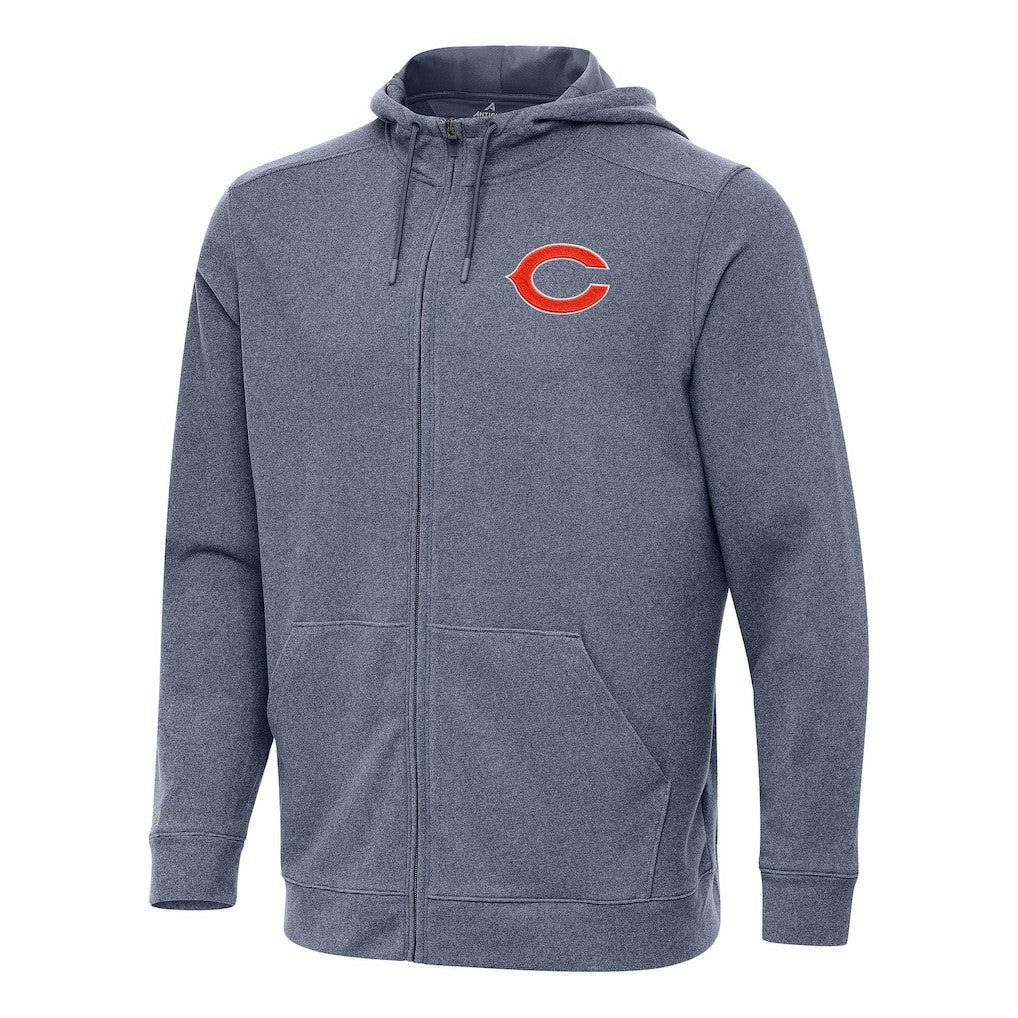 Chicago Bears Antigua Effortless Full-Zip Hoodie - Heather Navy - NFL