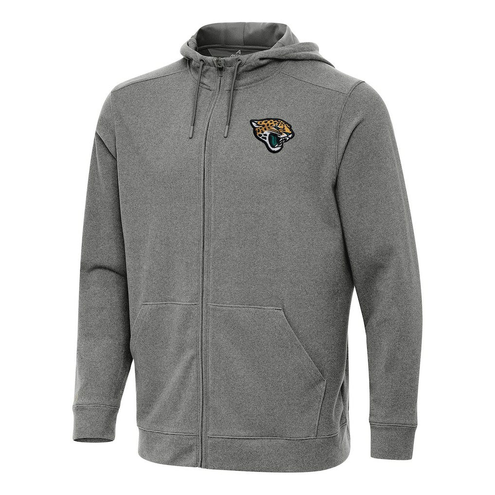 Jacksonville Jaguars Antigua Effortless Full-Zip Hoodie - Heather Black - NFL