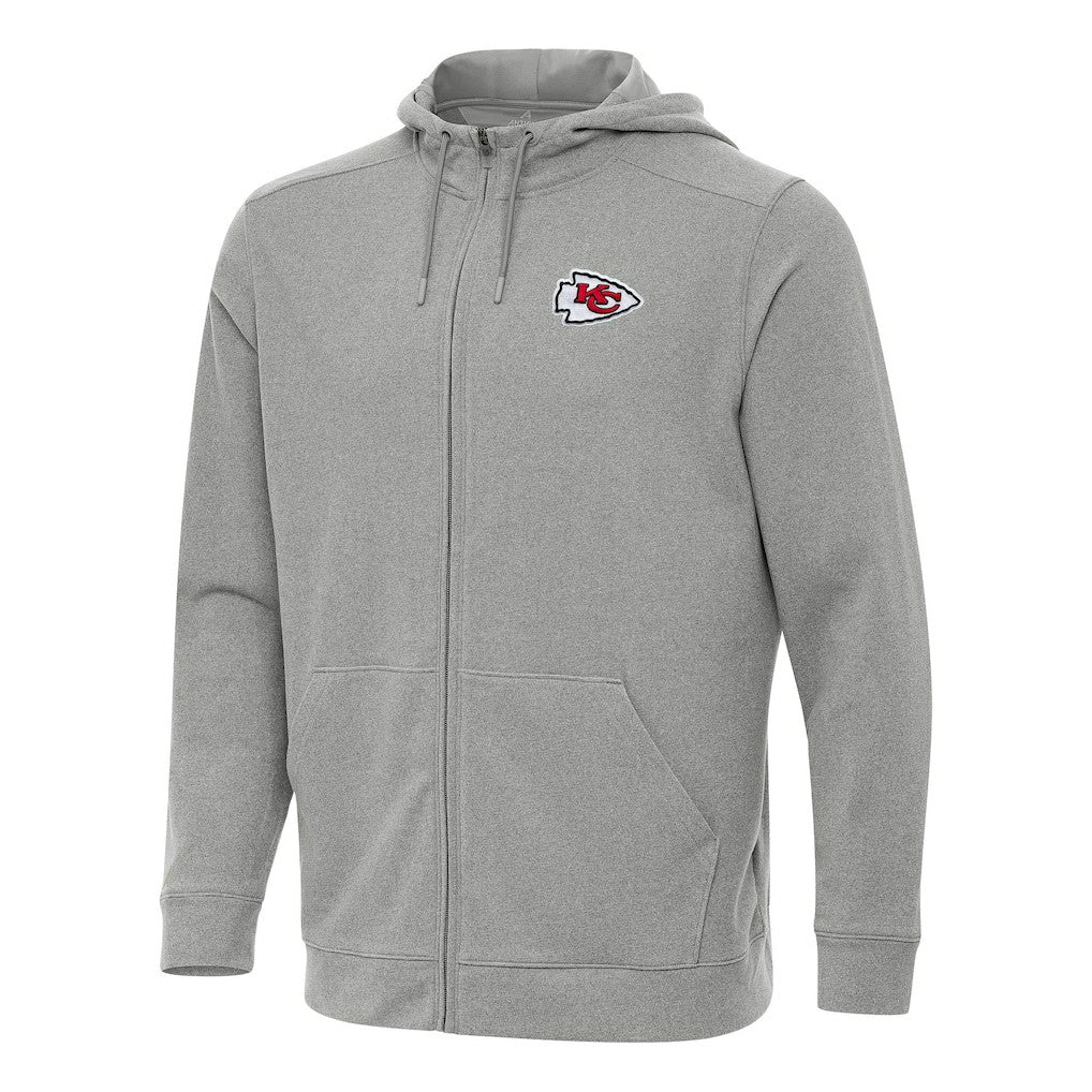 Kansas City Chiefs Antigua Effortless Full-Zip Hoodie - Heather Gray - NFL