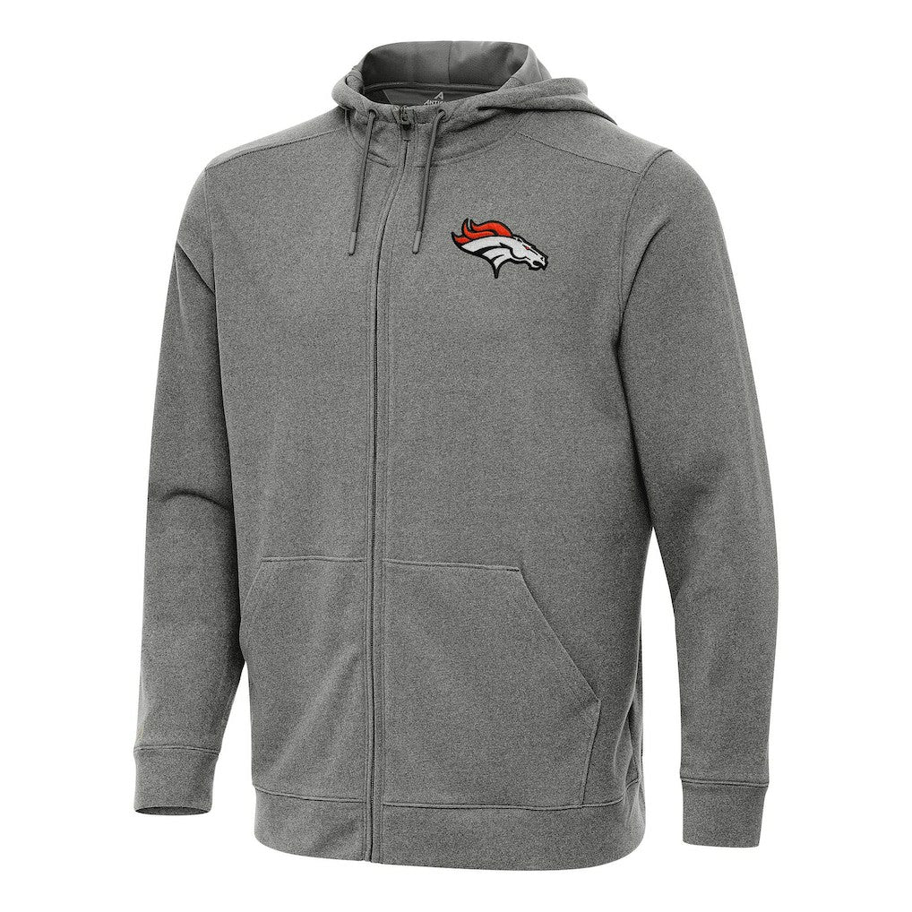 Denver Broncos Antigua Effortless Full-Zip Hoodie - Heather Black - NFL