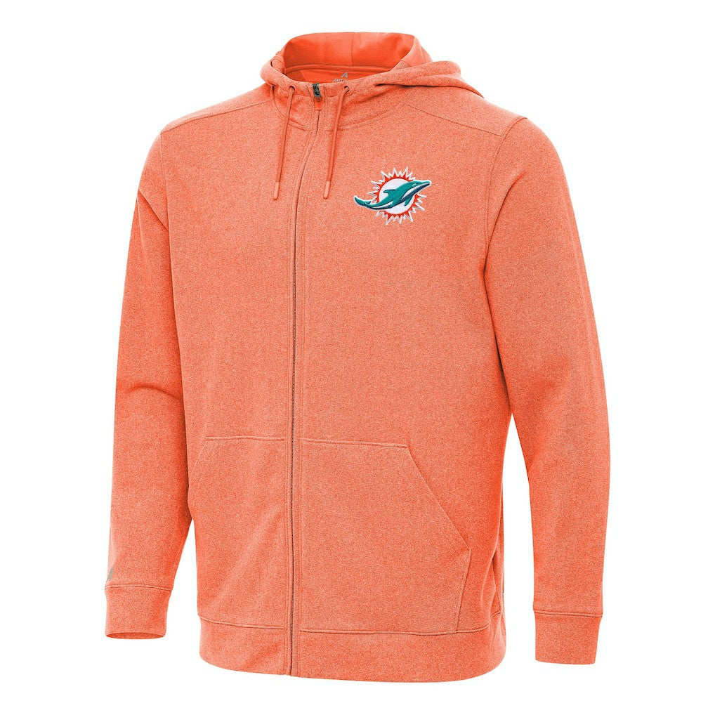 Miami Dolphins Antigua Effortless Full-Zip Hoodie - Heather Orange - NFL