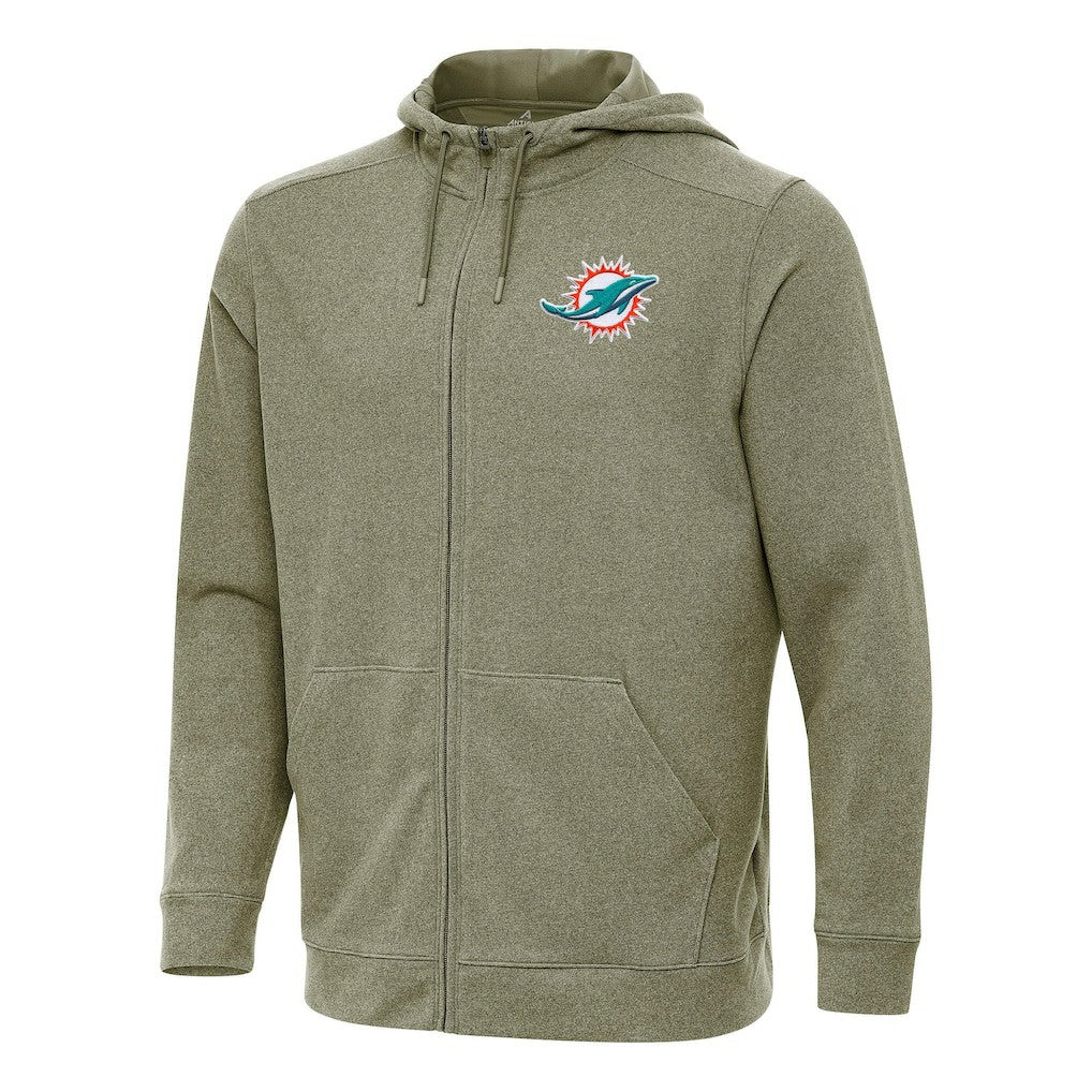 Miami Dolphins Antigua Effortless Full-Zip Hoodie - Olive - NFL