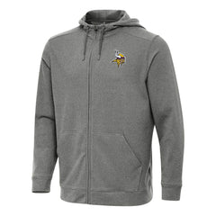 Minnesota Vikings Antigua Effortless Full-Zip Hoodie - Heather Black - NFL