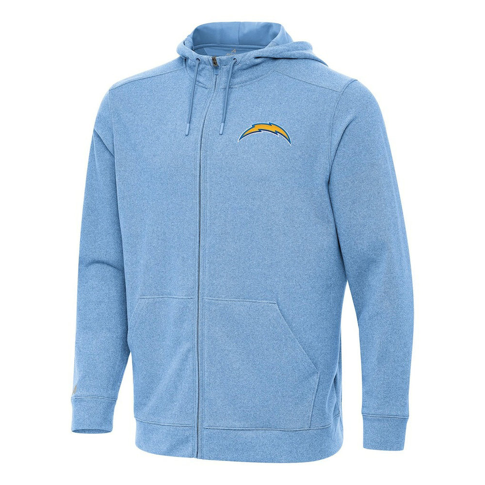 Los Angeles Chargers Antigua Effortless Full-Zip Hoodie - Heather Powder Blue - NFL