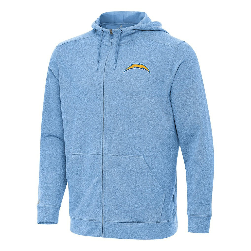 Los Angeles Chargers Antigua Effortless Full-Zip Hoodie - Heather Powder Blue - NFL