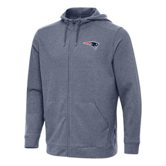New England Patriots Antigua Effortless Full-Zip Hoodie - Heather Navy - NFL
