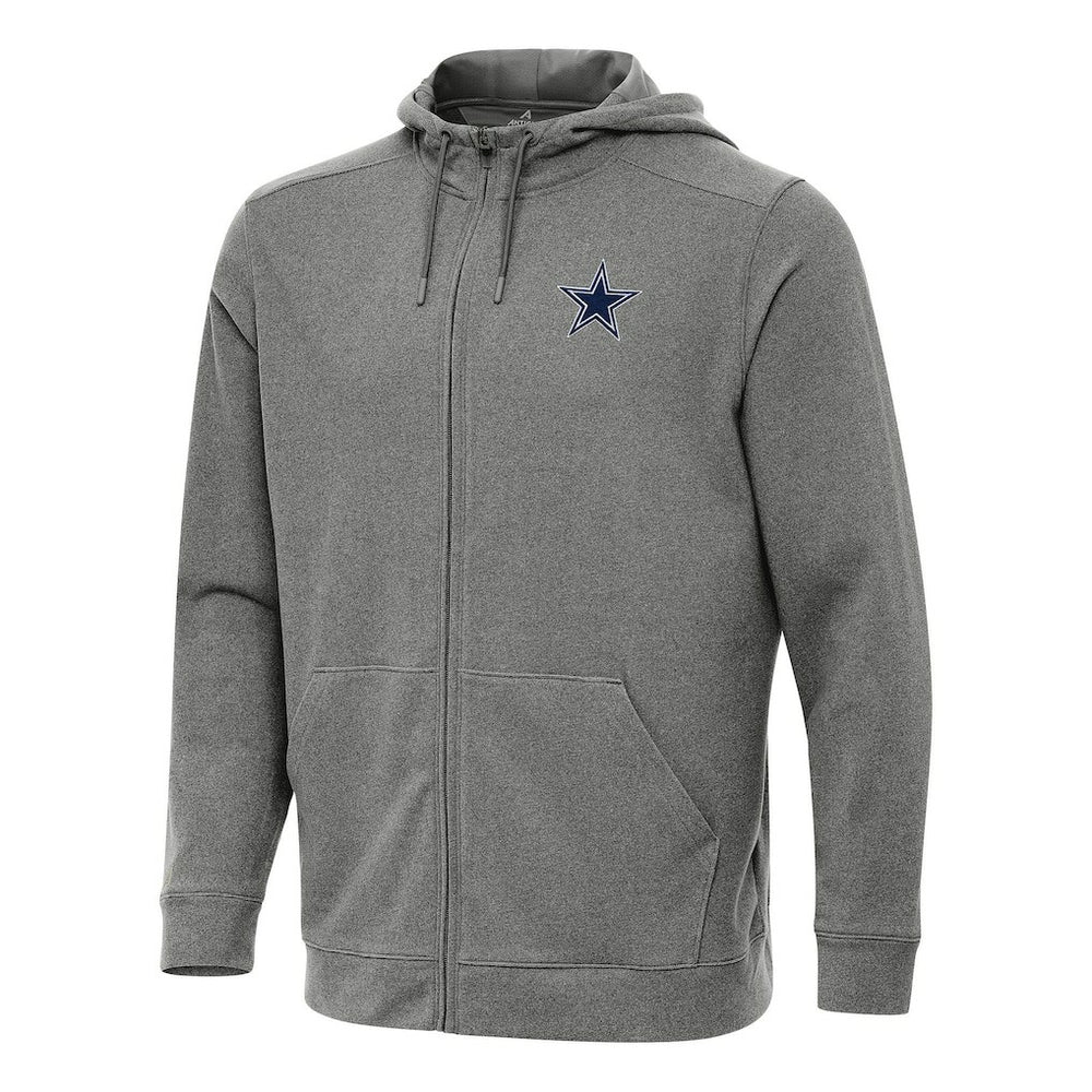 Dallas Cowboys Antigua Effortless Full-Zip Hoodie - Heather Black - NFL