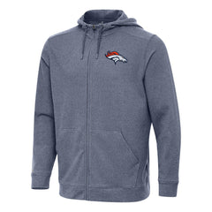 Denver Broncos Antigua Effortless Full-Zip Hoodie - Heather Navy - NFL
