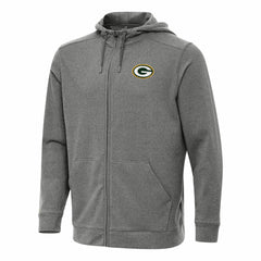 Green Bay Packers Antigua Effortless Full-Zip Hoodie - Heather Black - NFL
