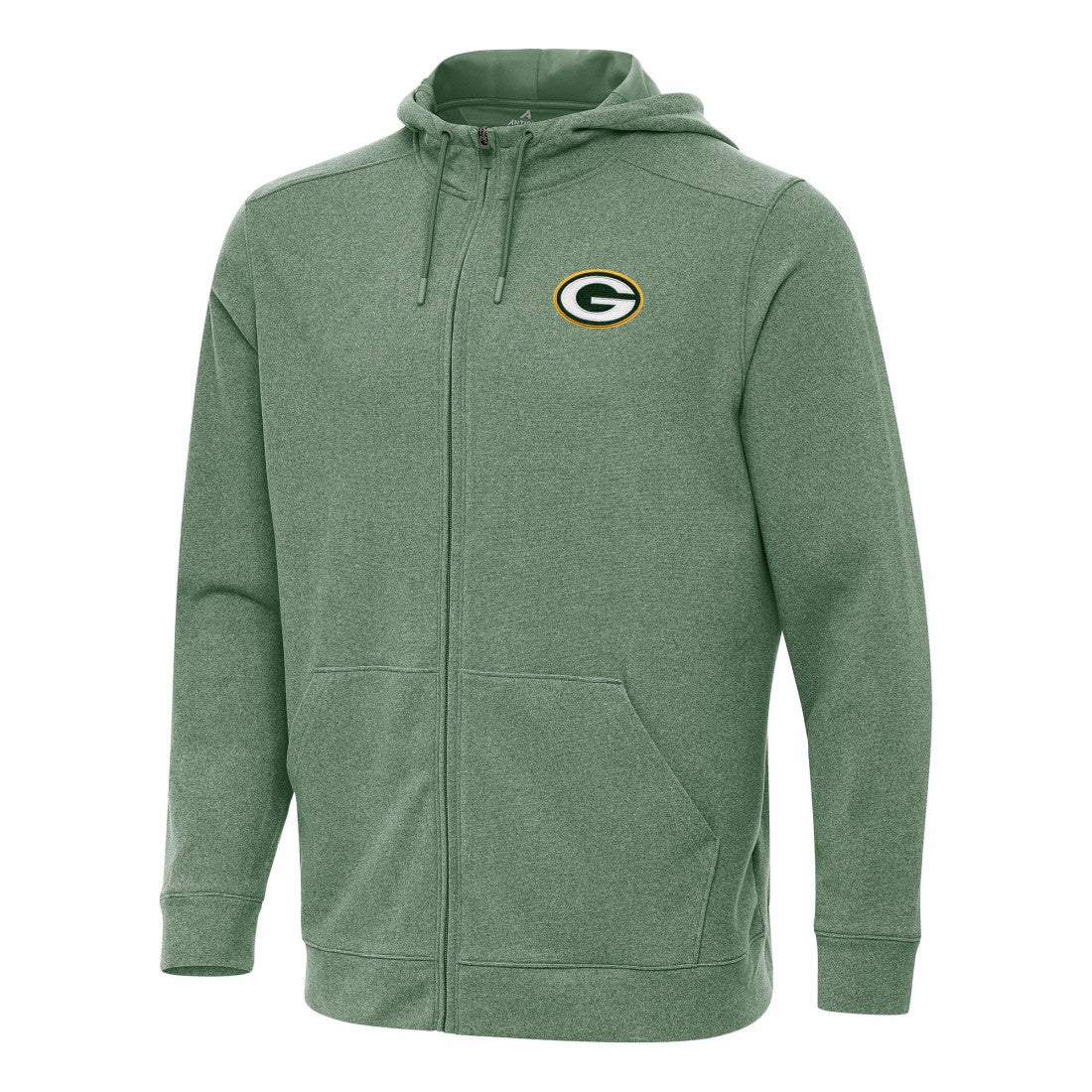 Green Bay Packers Antigua Effortless Full-Zip Hoodie - Heather Green - NFL
