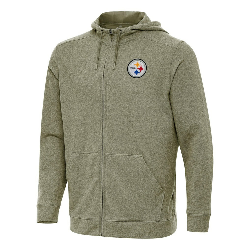 Pittsburgh Steelers Antigua Effortless Full-Zip Hoodie - Olive - NFL