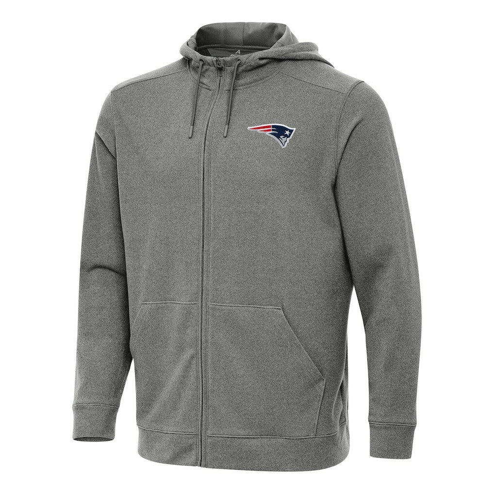 New England Patriots Antigua Effortless Full-Zip Hoodie - Heather Black - NFL