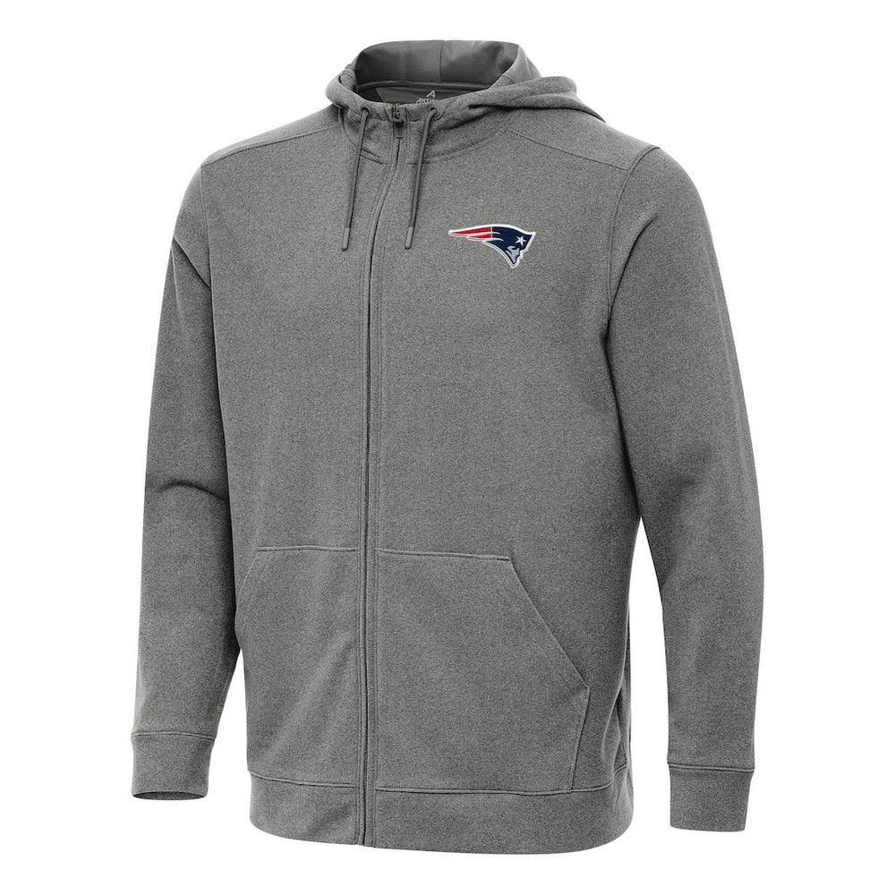 New England Patriots Antigua Effortless Full-Zip Hoodie - Heather Black - NFL