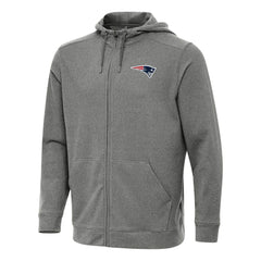 New England Patriots Antigua Effortless Full-Zip Hoodie - Heather Black - NFL