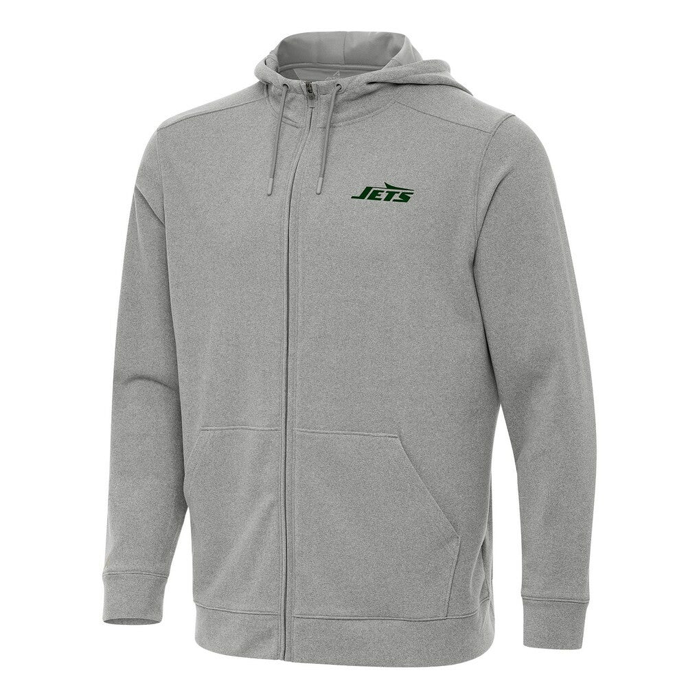 New York Jets Antigua Effortless Full-Zip Hoodie - Heather Gray - NFL