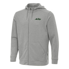 New York Jets Antigua Effortless Full-Zip Hoodie - Heather Gray - NFL