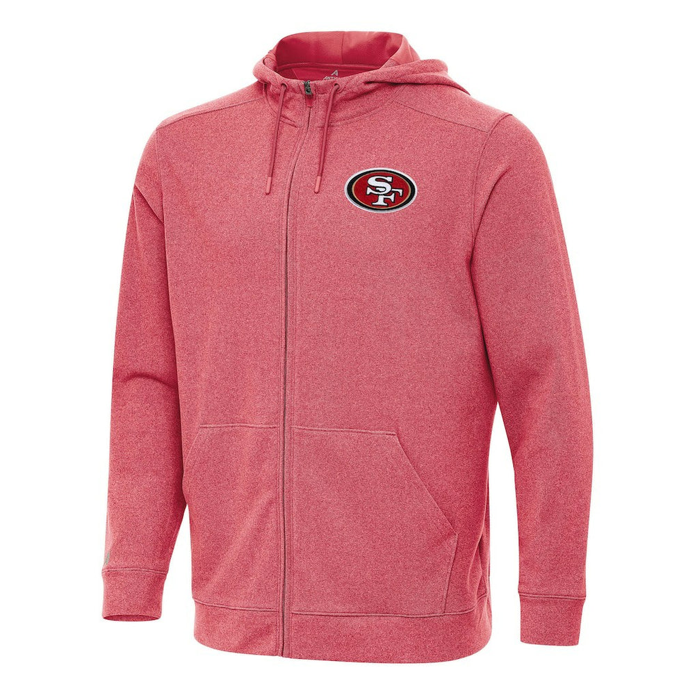 San Francisco 49ers Antigua Effortless Full-Zip Hoodie - Heather Scarlet - NFL