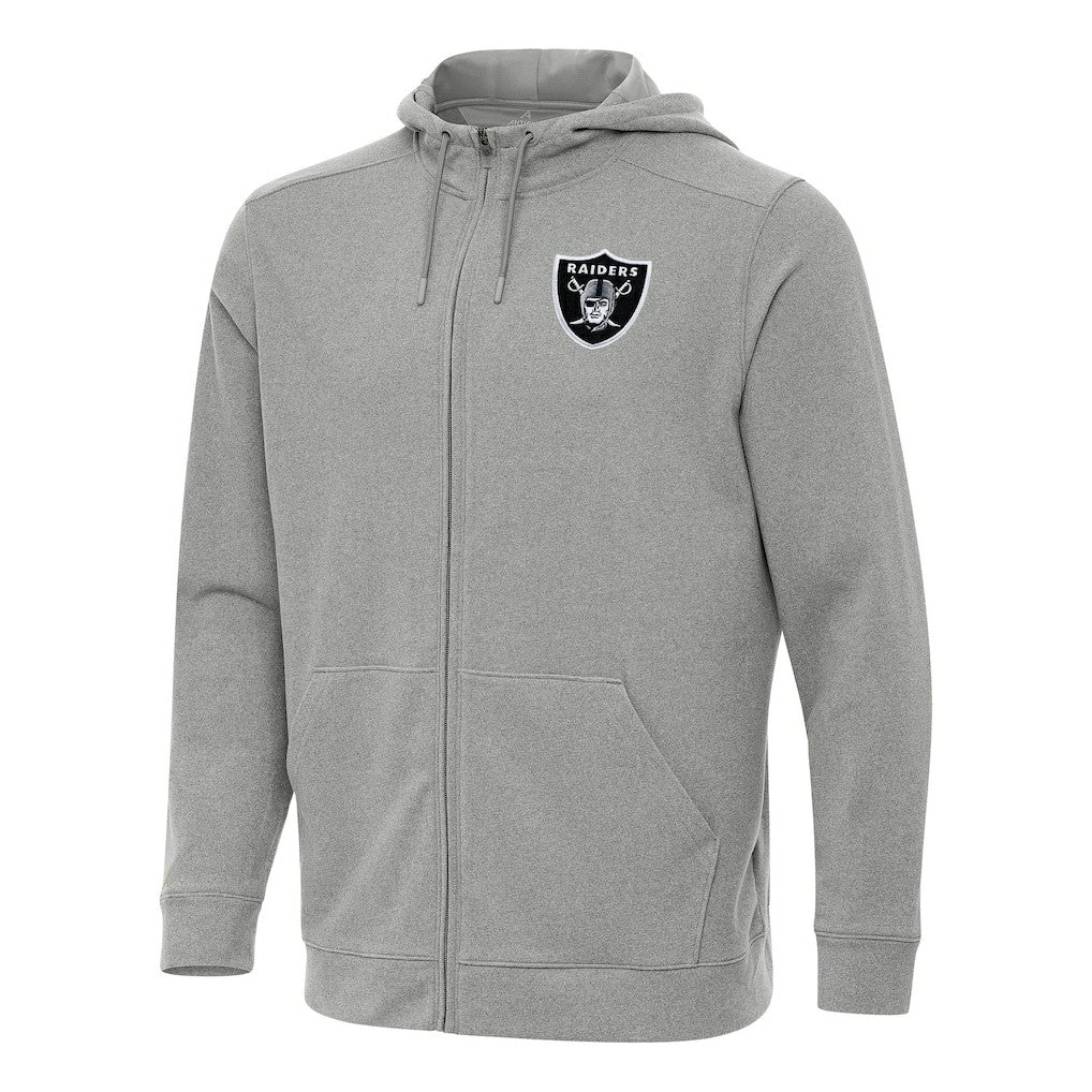 Las Vegas Raiders Antigua Effortless Full-Zip Hoodie - Heather Gray - NFL