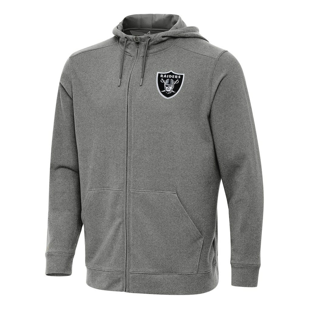 Las Vegas Raiders Antigua Effortless Full-Zip Hoodie - Heather Black - NFL