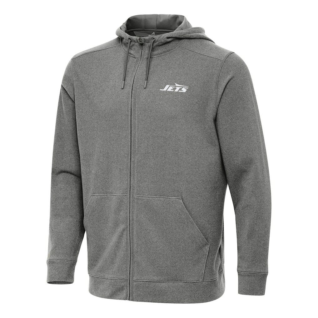 New York Jets Antigua Effortless Full-Zip Hoodie - Heather Black - NFL