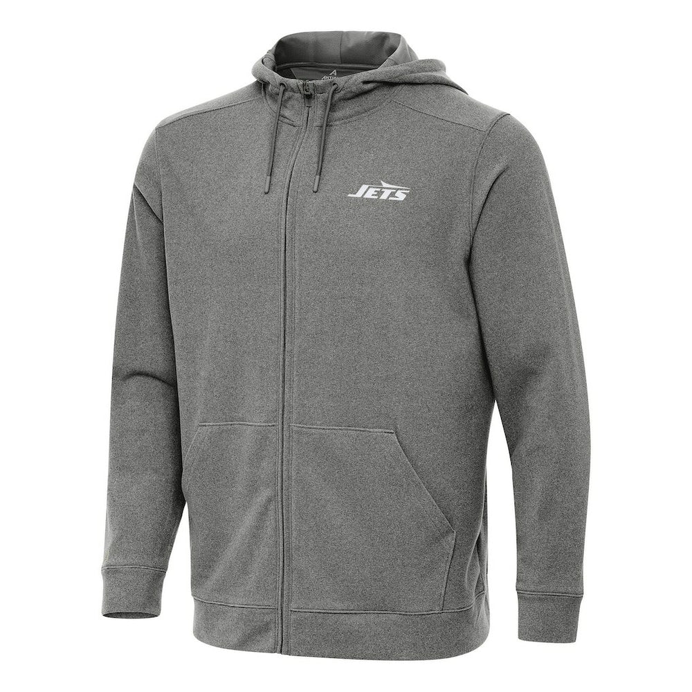 New York Jets Antigua Effortless Full-Zip Hoodie - Heather Black - NFL