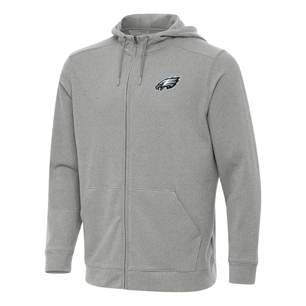 Philadelphia Eagles Antigua Effortless Full-Zip Hoodie - Heather Gray - NFL