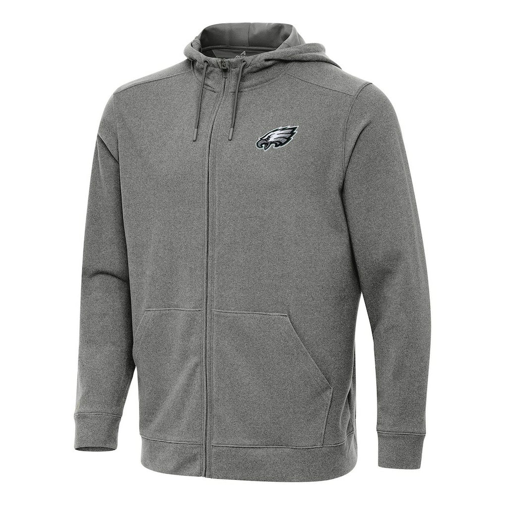 Philadelphia Eagles Antigua Effortless Full-Zip Hoodie - Heather Black - NFL