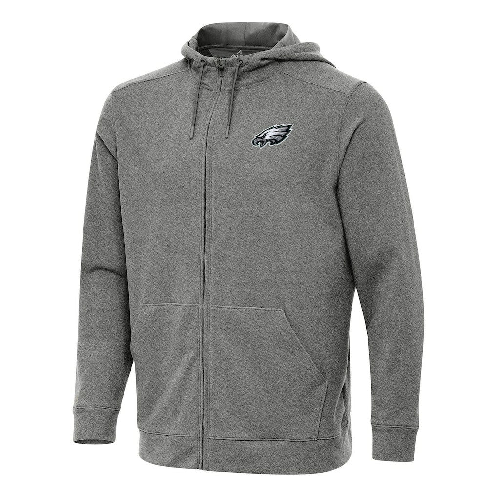 Philadelphia Eagles Antigua Effortless Full-Zip Hoodie - Heather Black - NFL