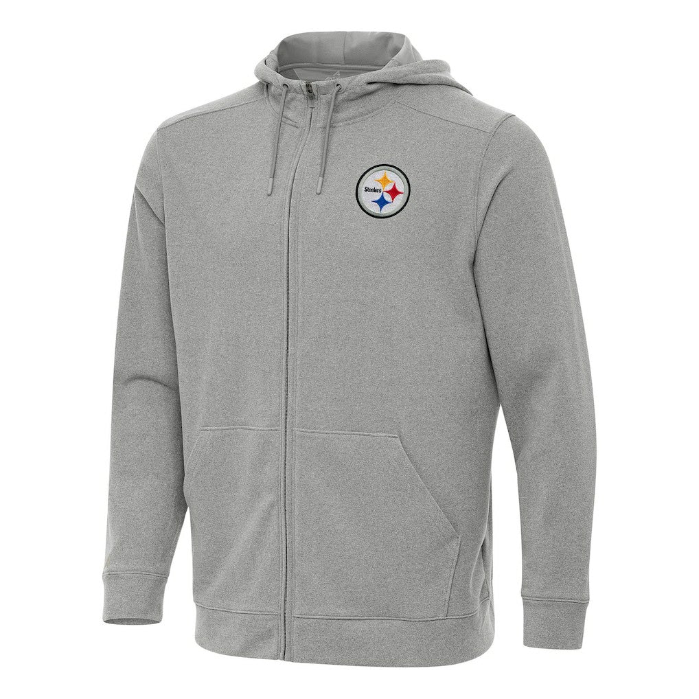 Pittsburgh Steelers Antigua Effortless Full-Zip Hoodie - Heather Gray - NFL
