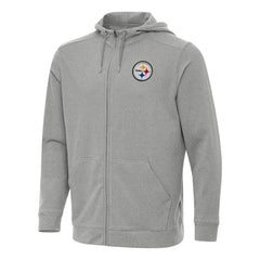 Pittsburgh Steelers Antigua Effortless Full-Zip Hoodie - Heather Gray - NFL