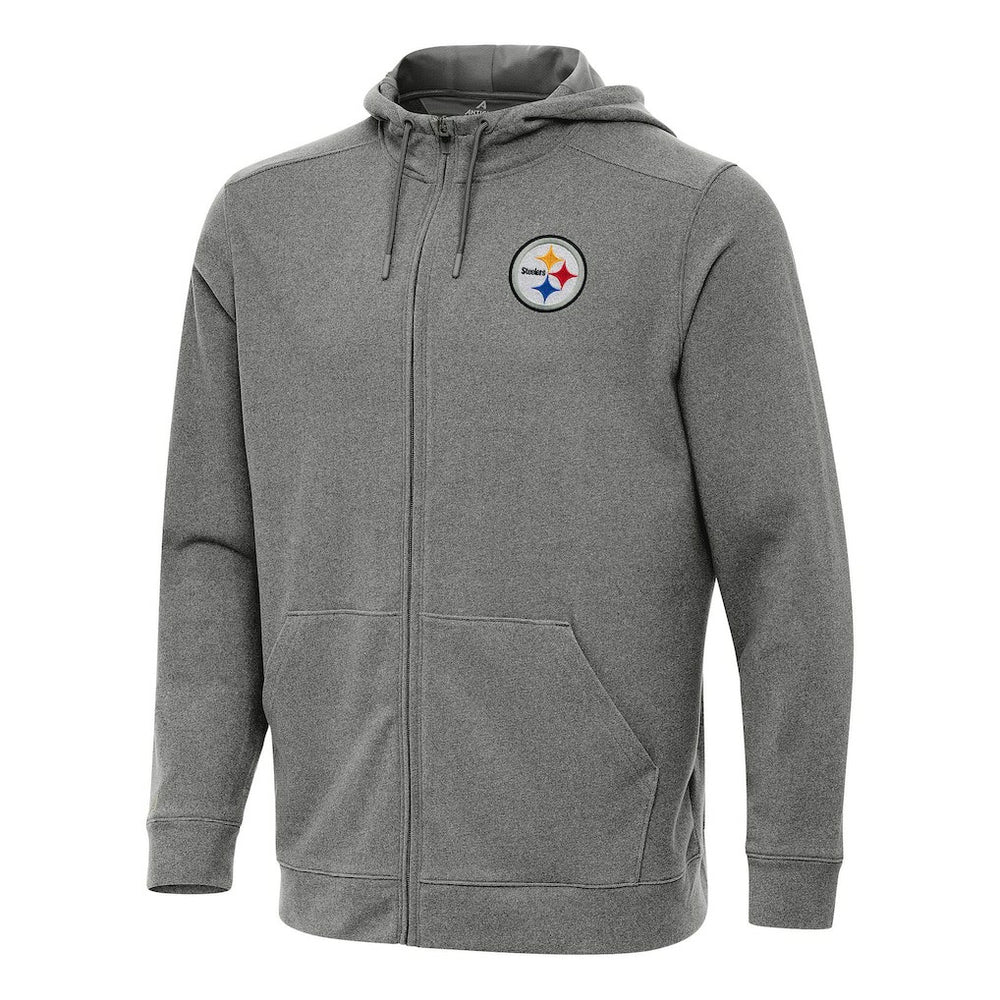 Pittsburgh Steelers Antigua Effortless Full-Zip Hoodie - Heather Black - NFL