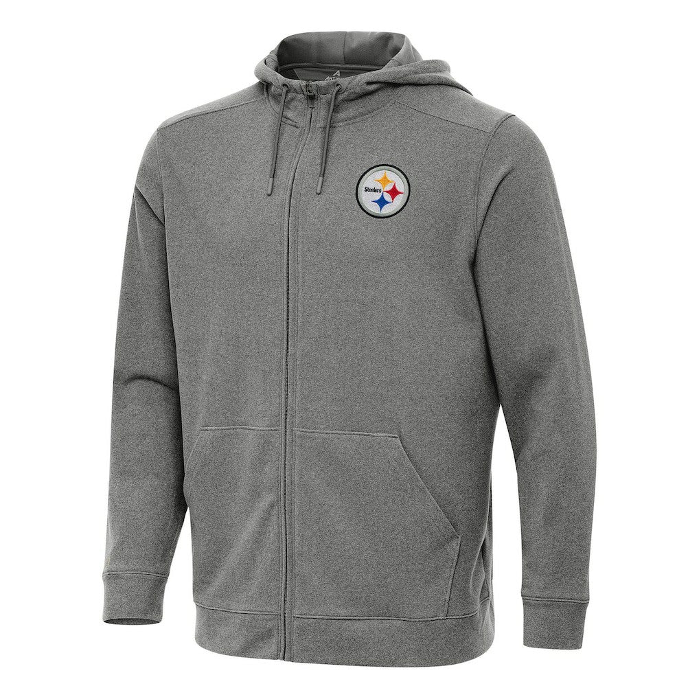 Pittsburgh Steelers Antigua Effortless Full-Zip Hoodie - Heather Black - NFL