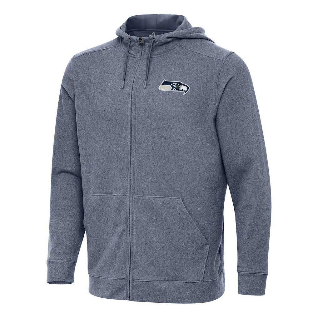 Seattle Seahawks Antigua Effortless Full-Zip Hoodie - Heather College Navy - NFL