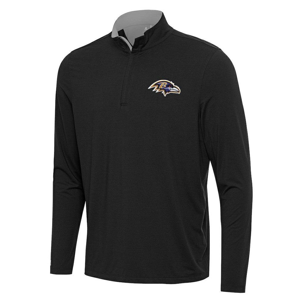 Baltimore Ravens Antigua Content Quarter-Zip Pullover Top - Black/Gray - NFL
