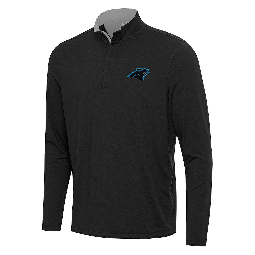 Carolina Panthers Antigua Content Quarter-Zip Pullover Top - Black/Gray - NFL