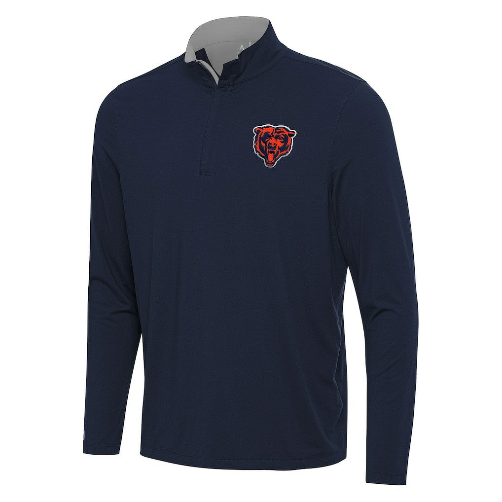 Chicago Bears Antigua Content Quarter-Zip Pullover Top - Navy/Gray - NFL