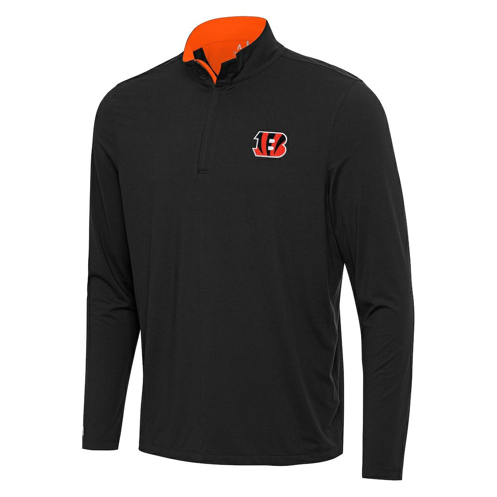Cincinnati Bengals Antigua Content Quarter-Zip Pullover Top - Black/Orange - NFL